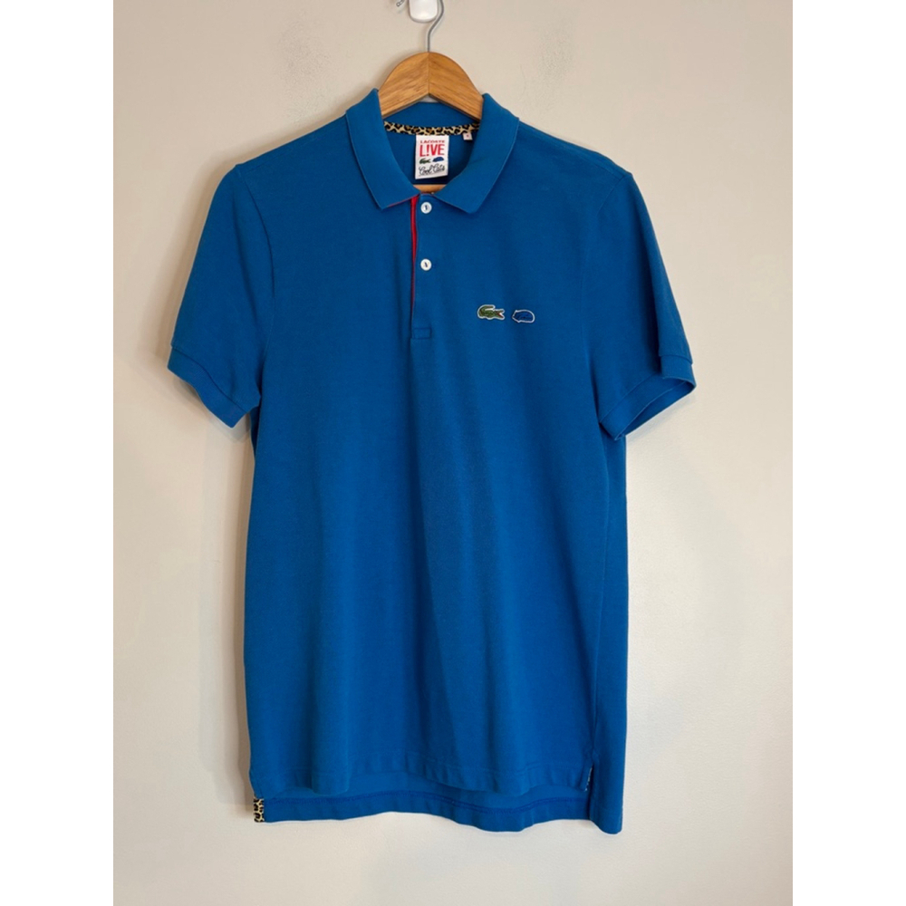 Lacoste Live Polo Shirt Blue Mens Medium Pique